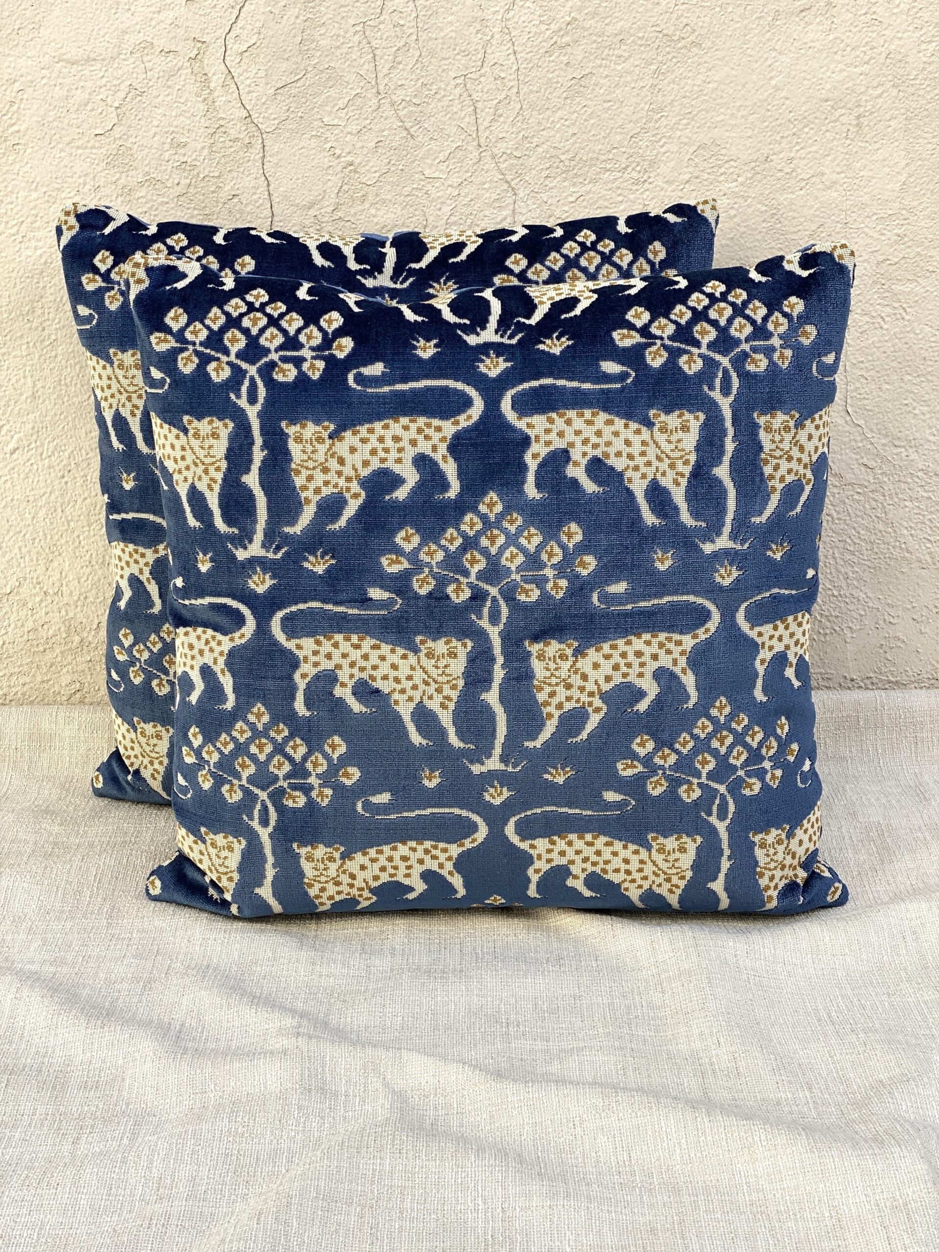 Schumacher Woodland Leopard Velvet Pillows
