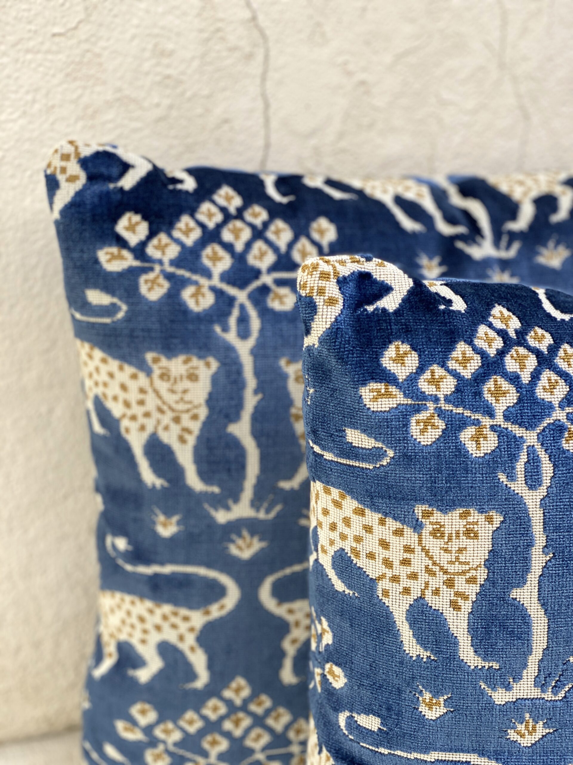 Schumacher Woodland Leopard Velvet Pillows
