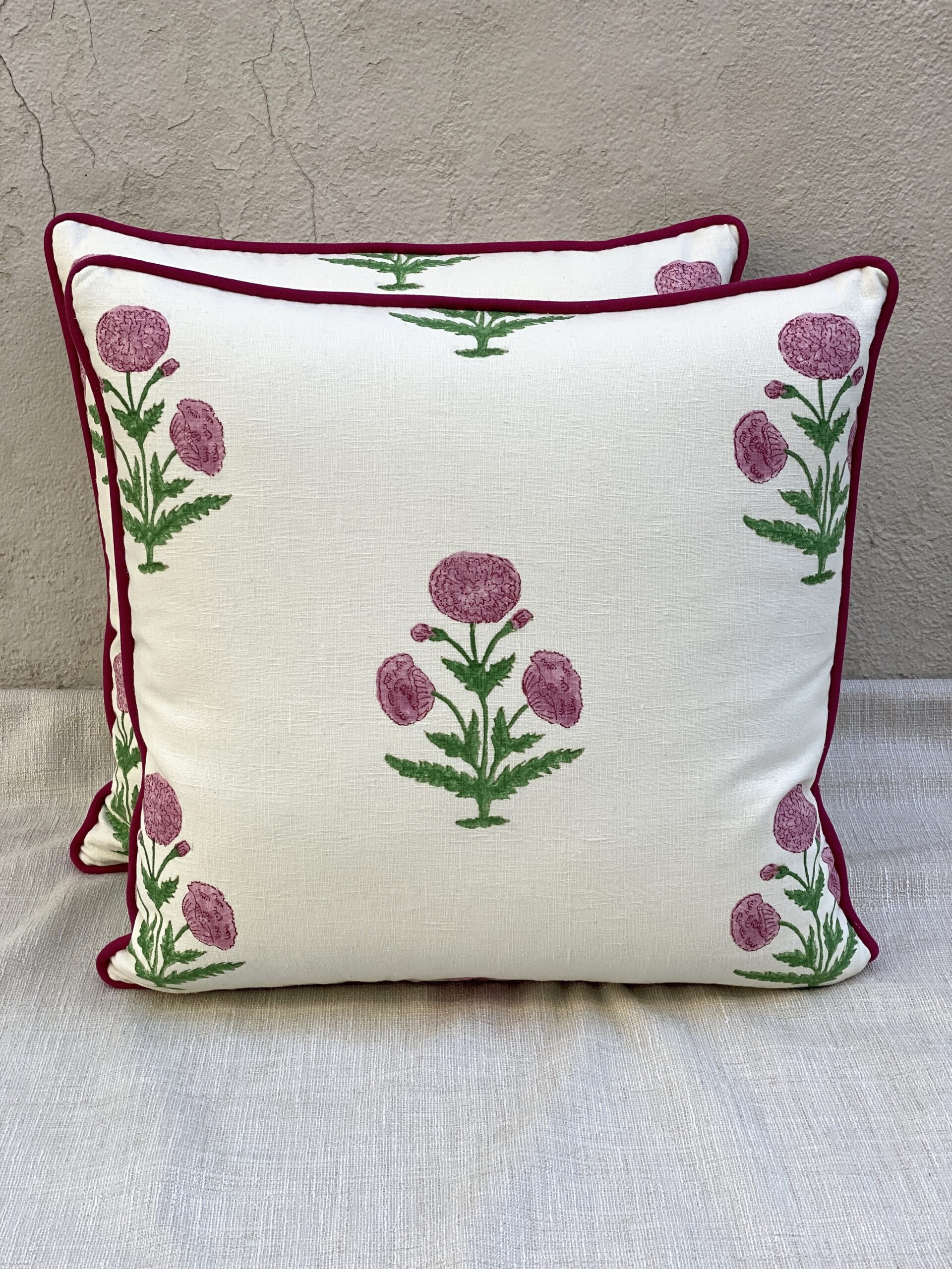 Schumacher Poppy Hand Block Pillows