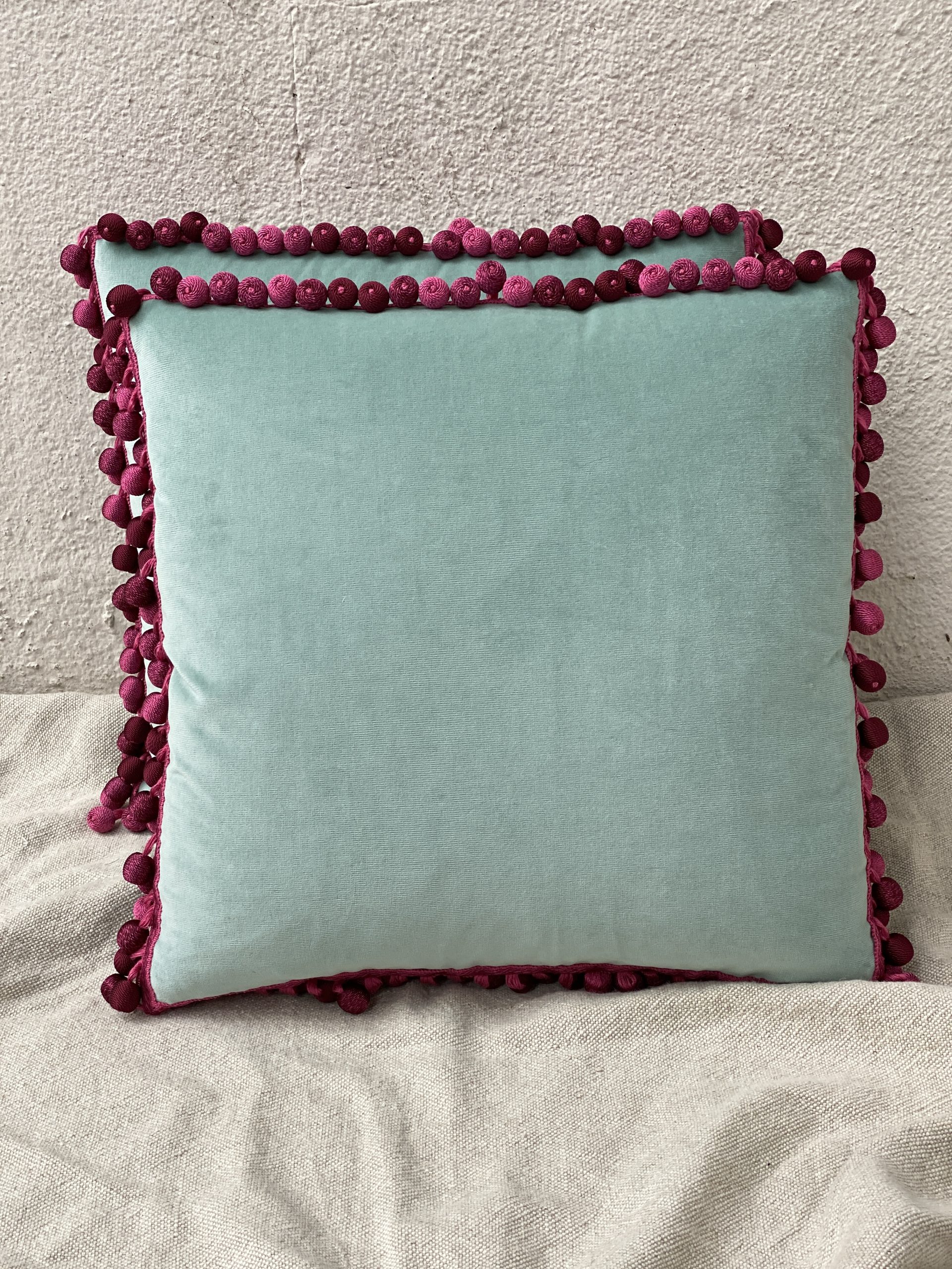 Square Pillows + Ball Fringe