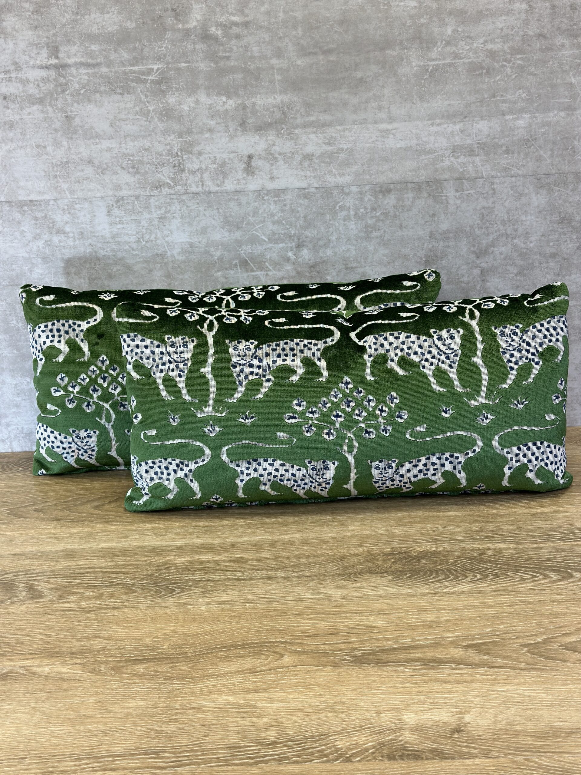 Schumacher Woodland Leopard Velvet Pillows