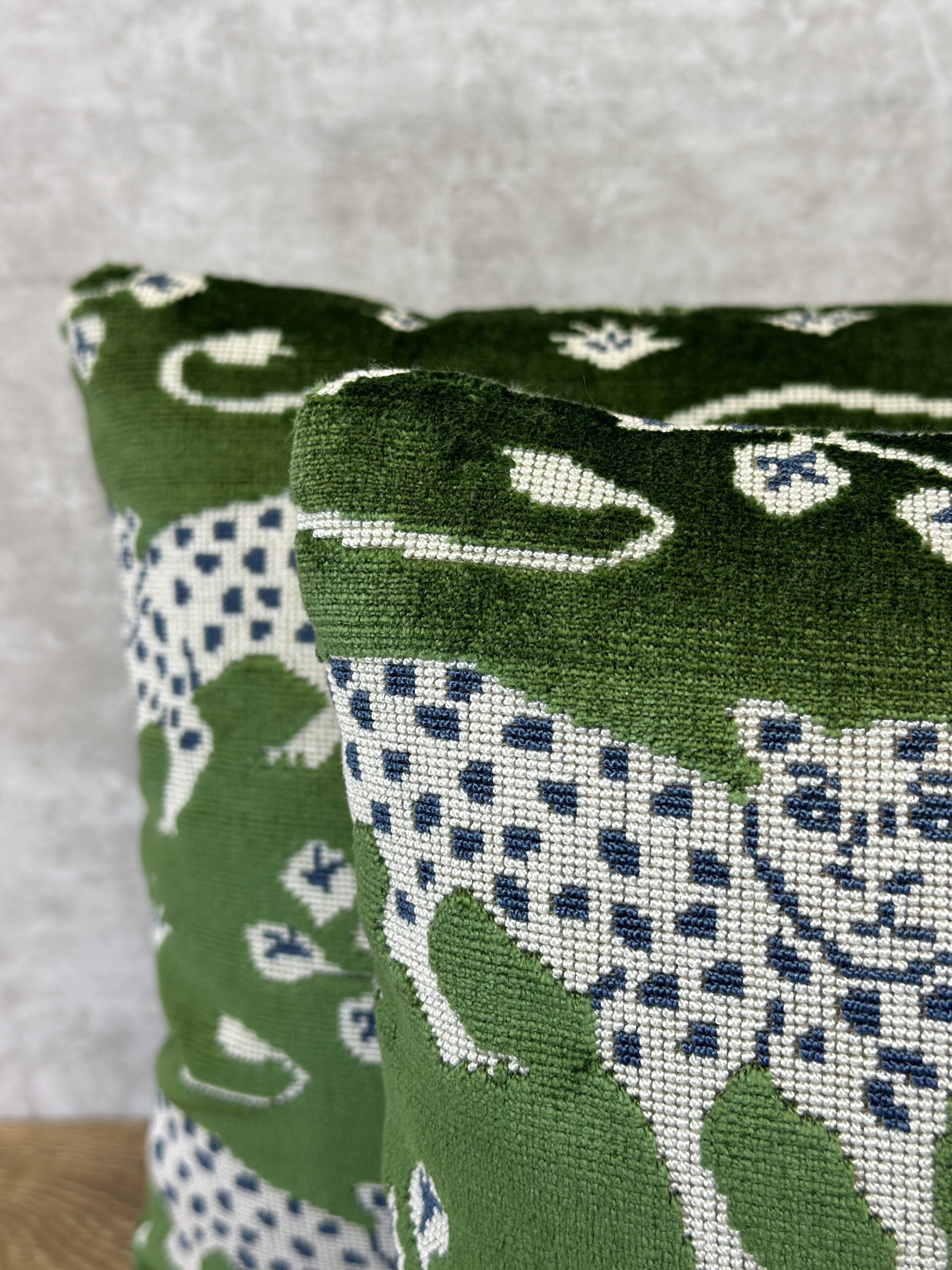 Schumacher Woodland Leopard Velvet Pillows